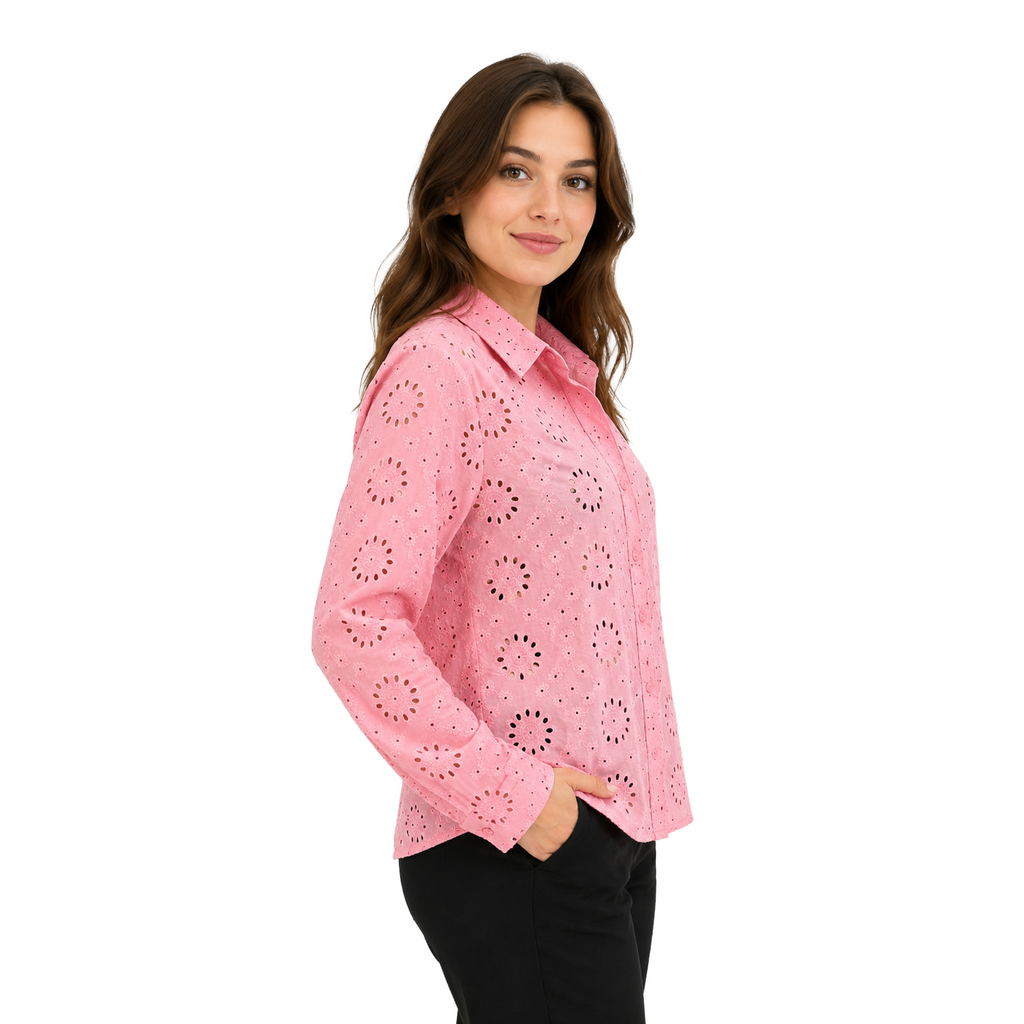 Pearl Garden Embroidered Top, Rose