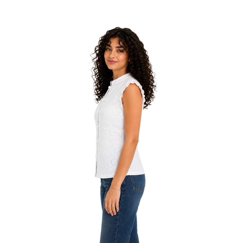 Ivory Blossom Lace Top, White