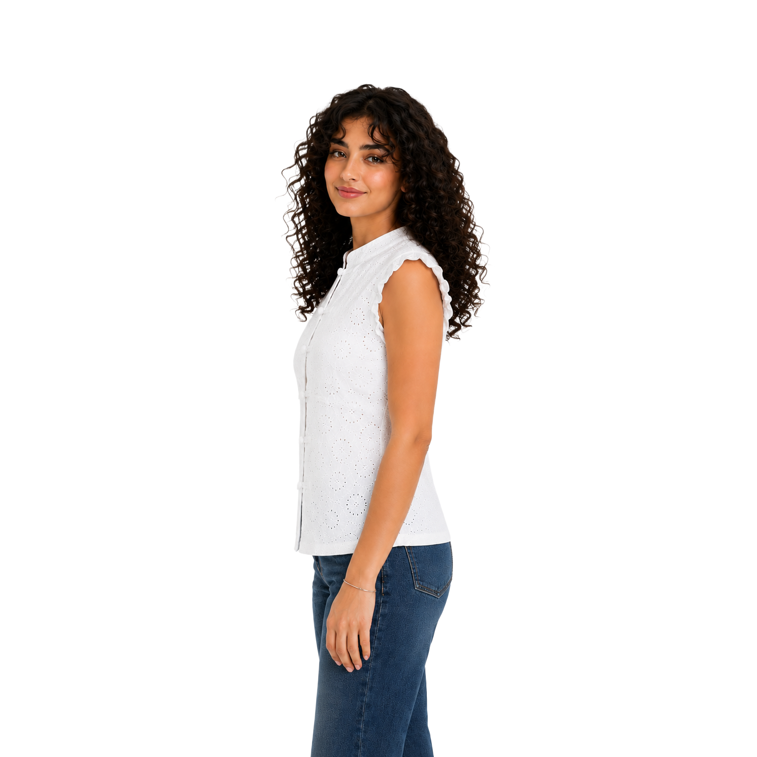 Ivory Blossom Lace Top, White