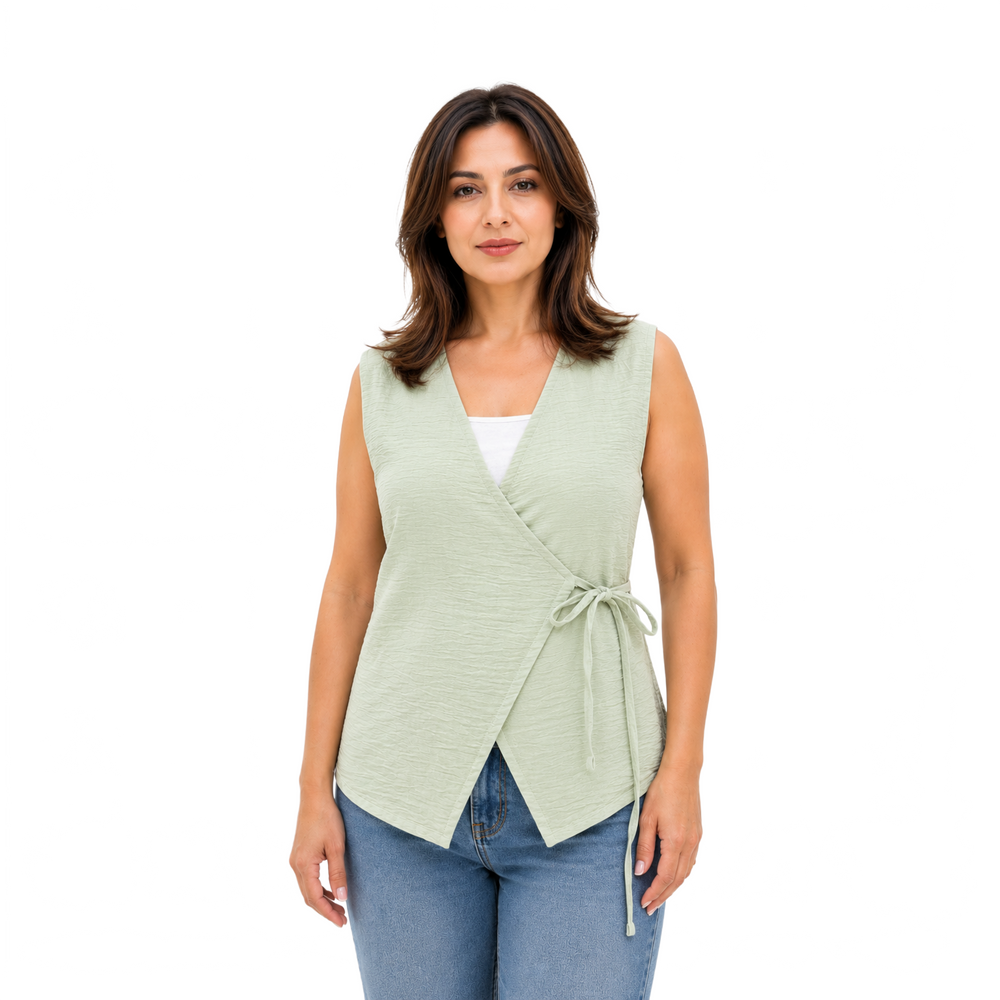 Elara Wrap Vest, Mint Green