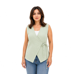 Elara Wrap Vest, Mint Green