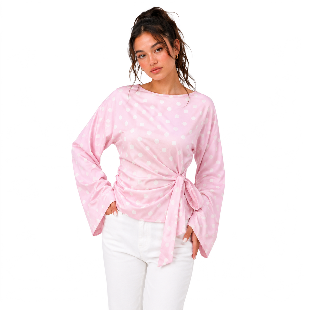 Polka Wrap Blouse, Rose