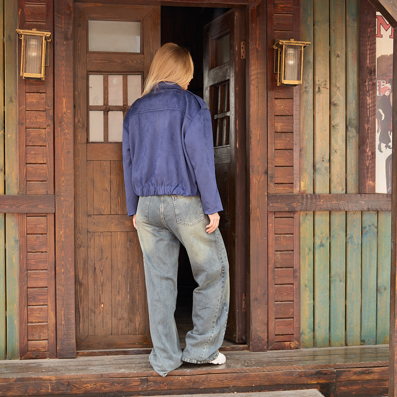 La Reine Indigo Cropped Batwing Jacket Oversized Fit Hem