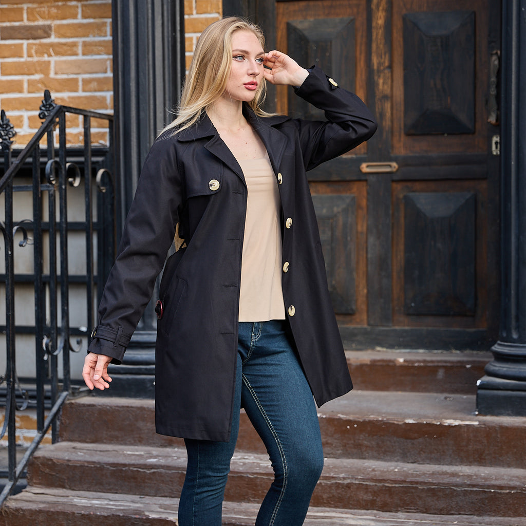 La Reine Black Belted Trench Coat