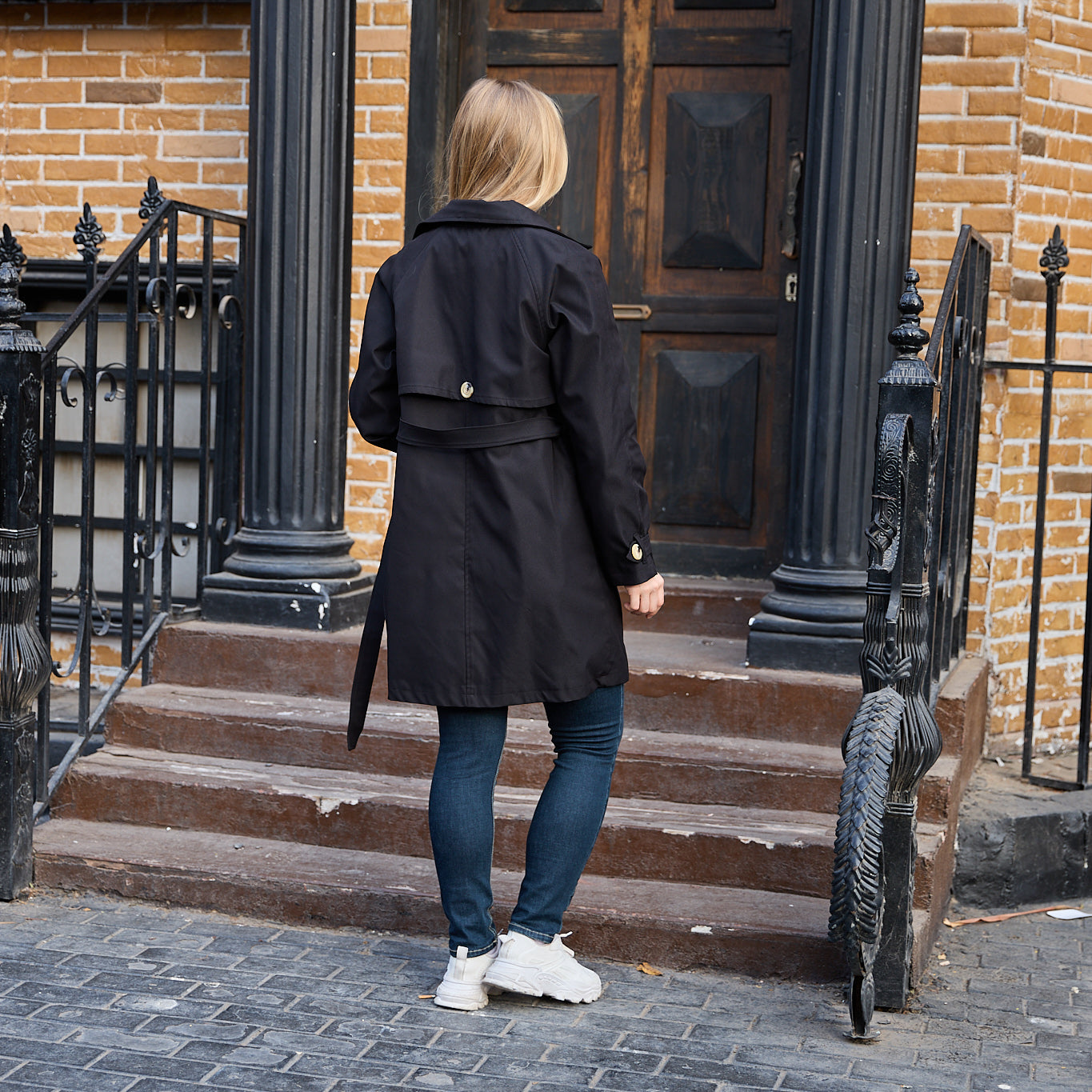 La Reine Black Belted Trench Coat