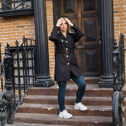 La Reine Black Belted Trench Coat