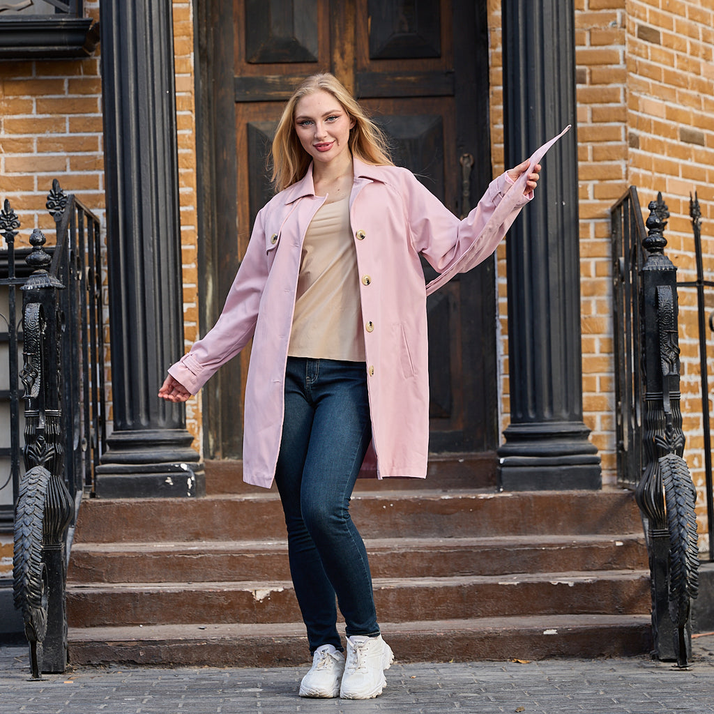 La Reine Pink Belted Trench Coat