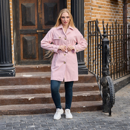La Reine Pink Belted Trench Coat