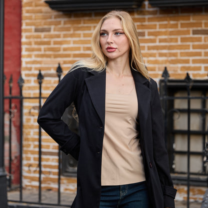 La Reine Classic Black Button-Down Wool Blend Coat