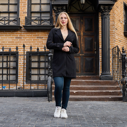 La Reine Classic Black Button-Down Wool Blend Coat