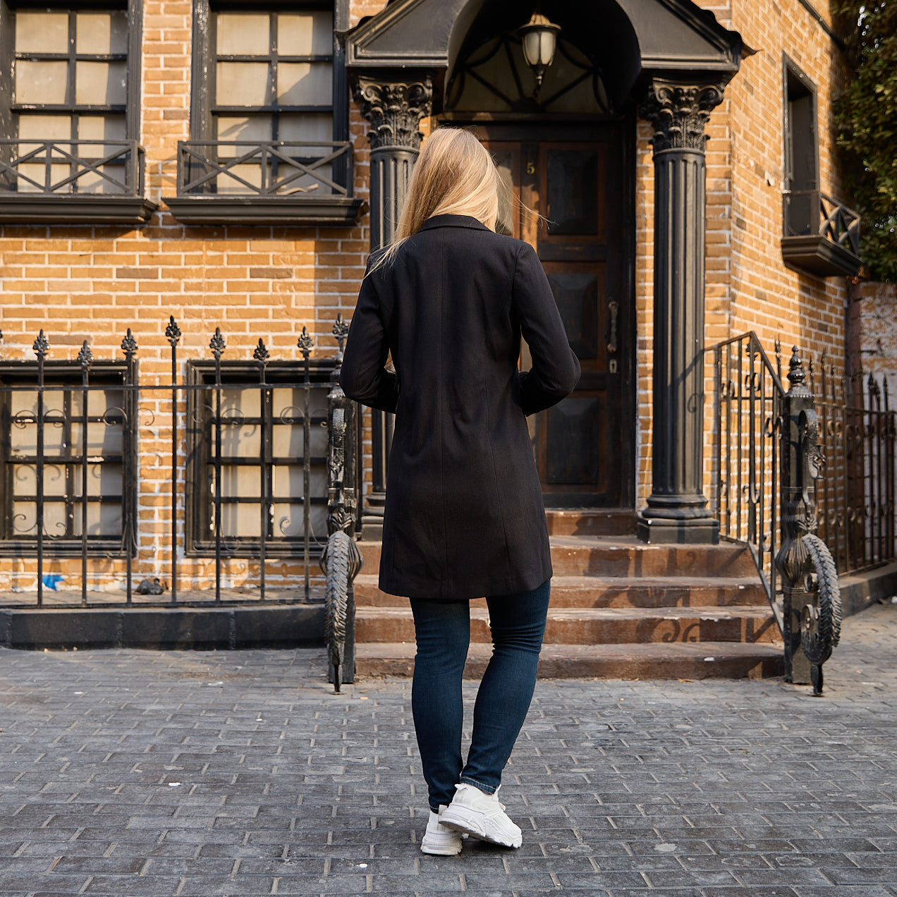La Reine Classic Black Button-Down Wool Blend Coat