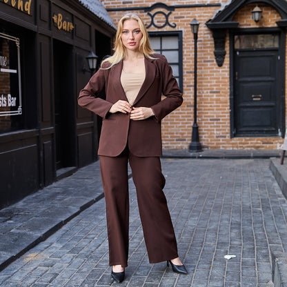 La Reine Brown Collar Front Buttons Blazer