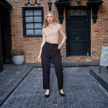 La Reine Black Classic Narrow Leg Pants