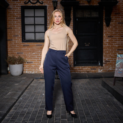 La Reine Blue Black  Classic Narrow Leg Pants