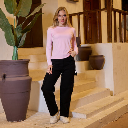La Reine Round Neck Basic Rose Long Sleeve