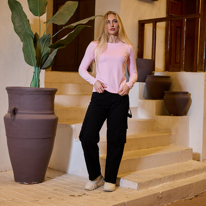 La Reine Round Neck Basic Rose Long Sleeve