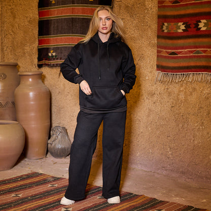 La Reine Black Plain Oversized Hoodie