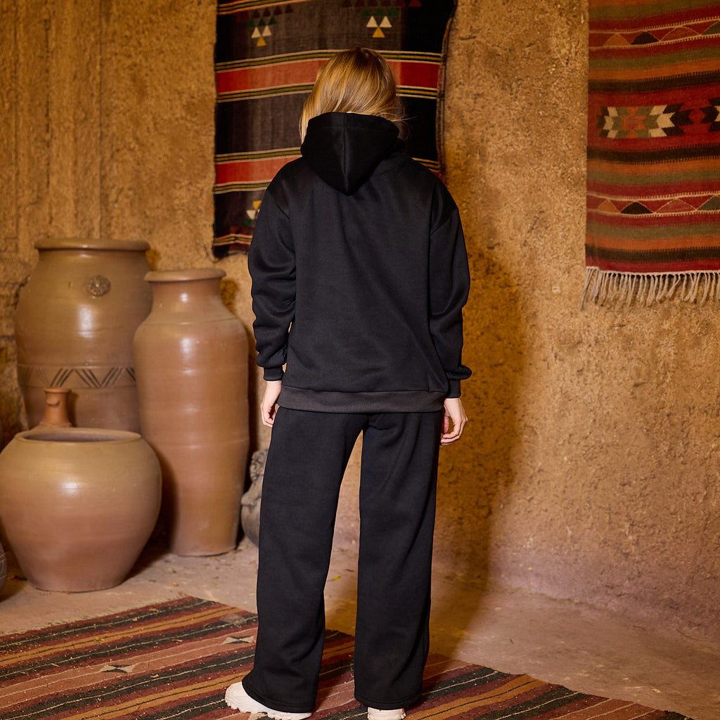 La Reine Black Plain Oversized Hoodie