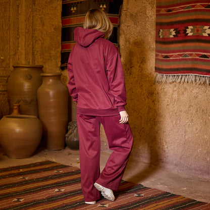 La Reine Burgundy Plain Oversized Hoodie