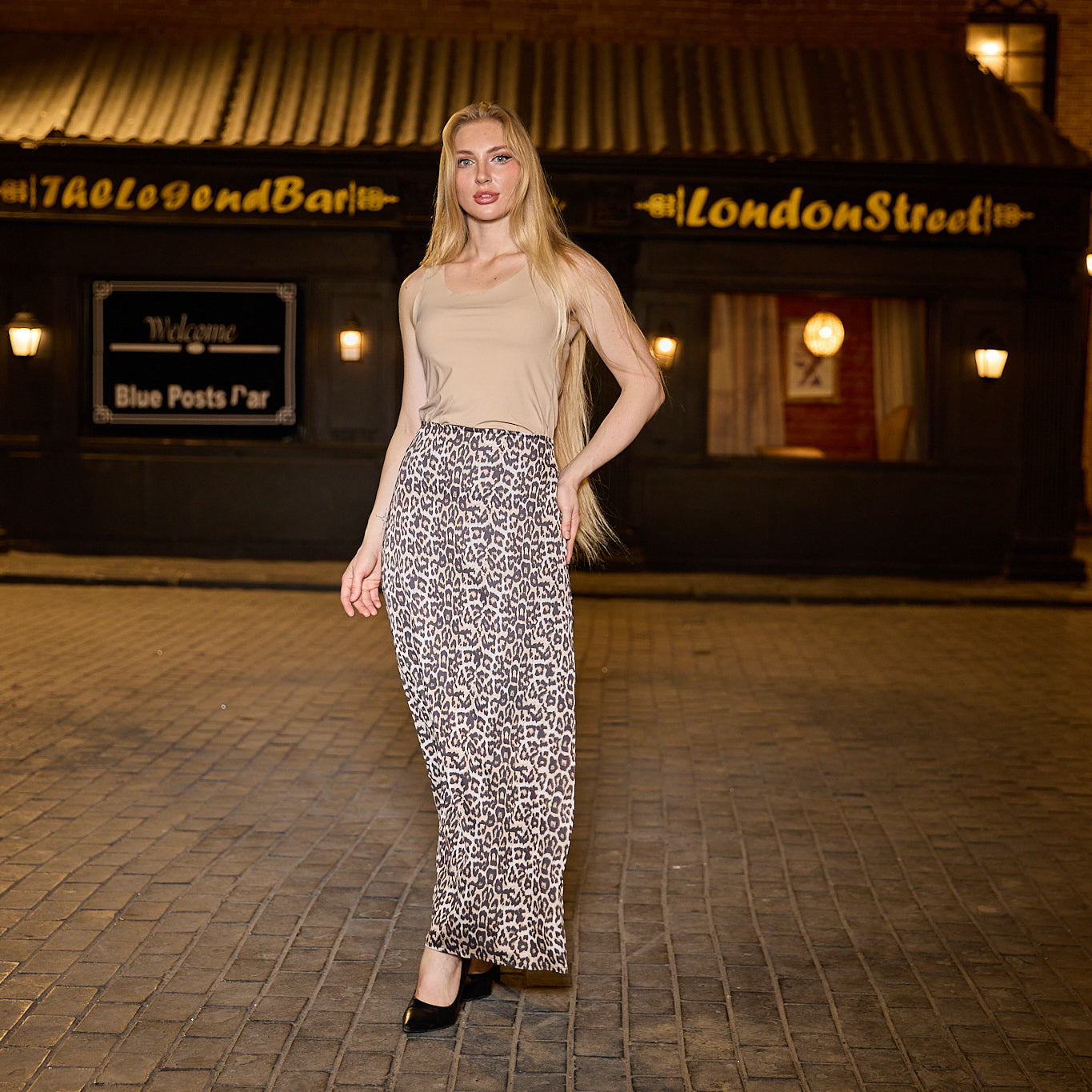 La Reine Leopard Satin Maxi Skirt