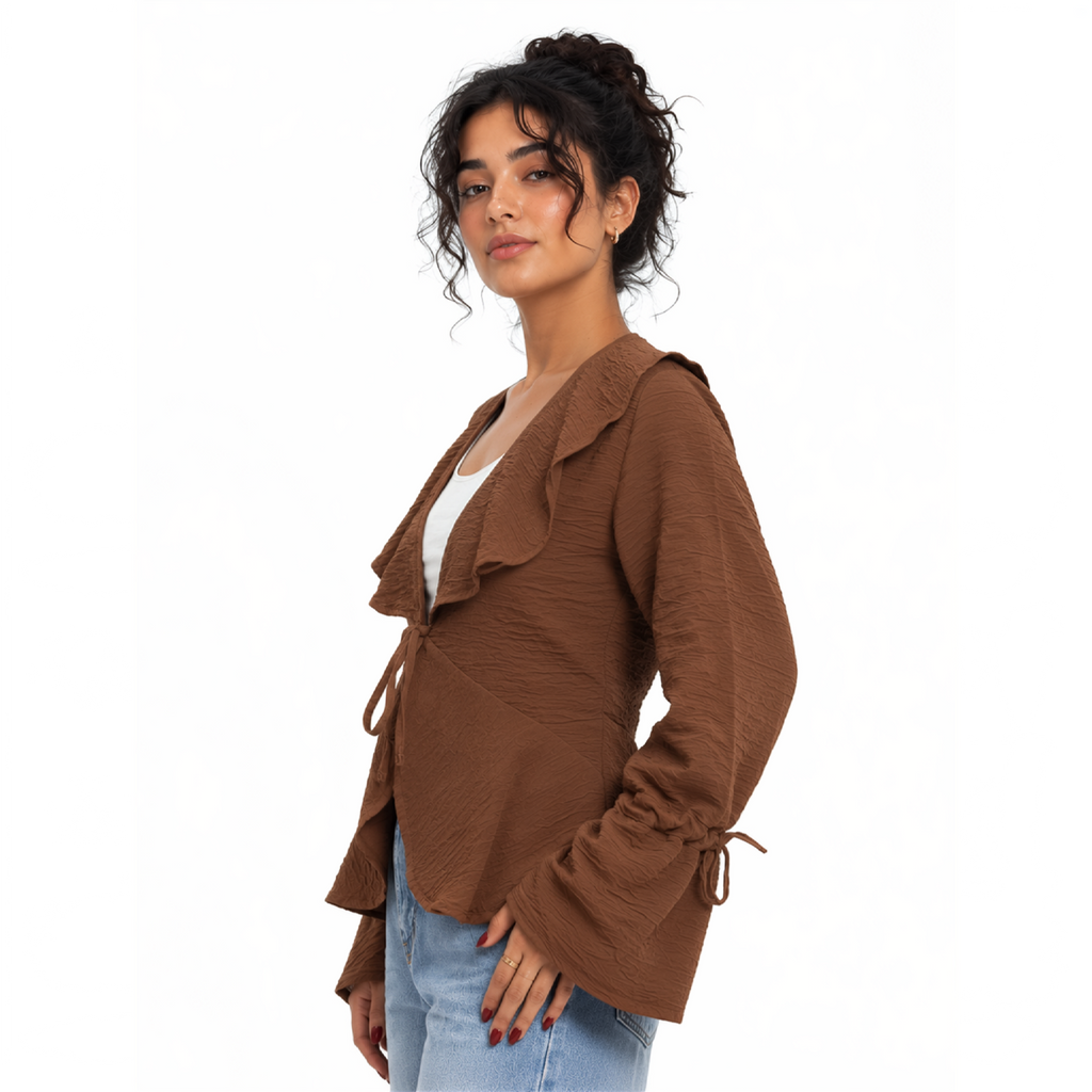 Hazel Bell Sleeve Blouse, Brown
