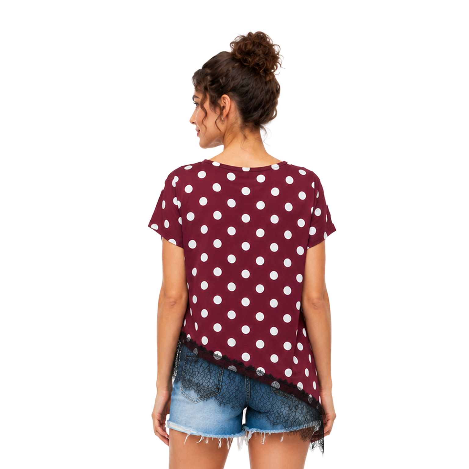 Willow Dot Lace Top, Burgundy