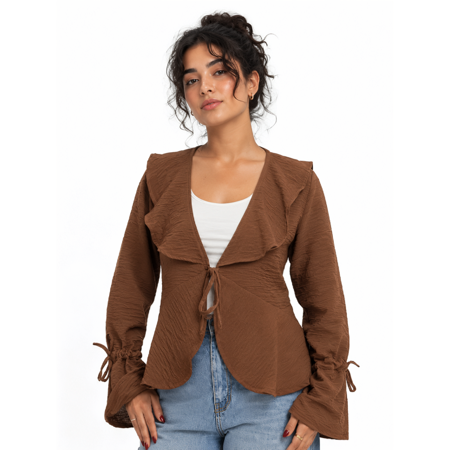 Hazel Bell Sleeve Blouse, Brown