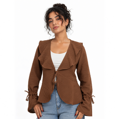 Hazel Bell Sleeve Blouse, Brown