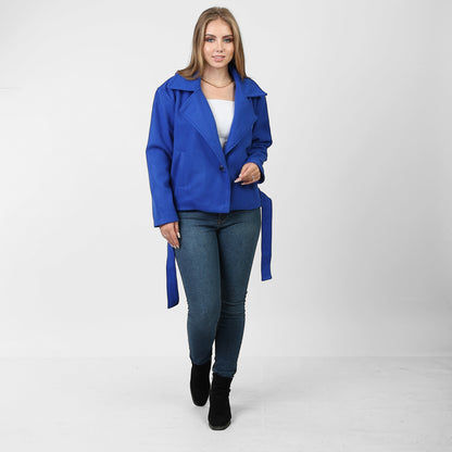 La Reine Short Woolen Blue Coat with Belt