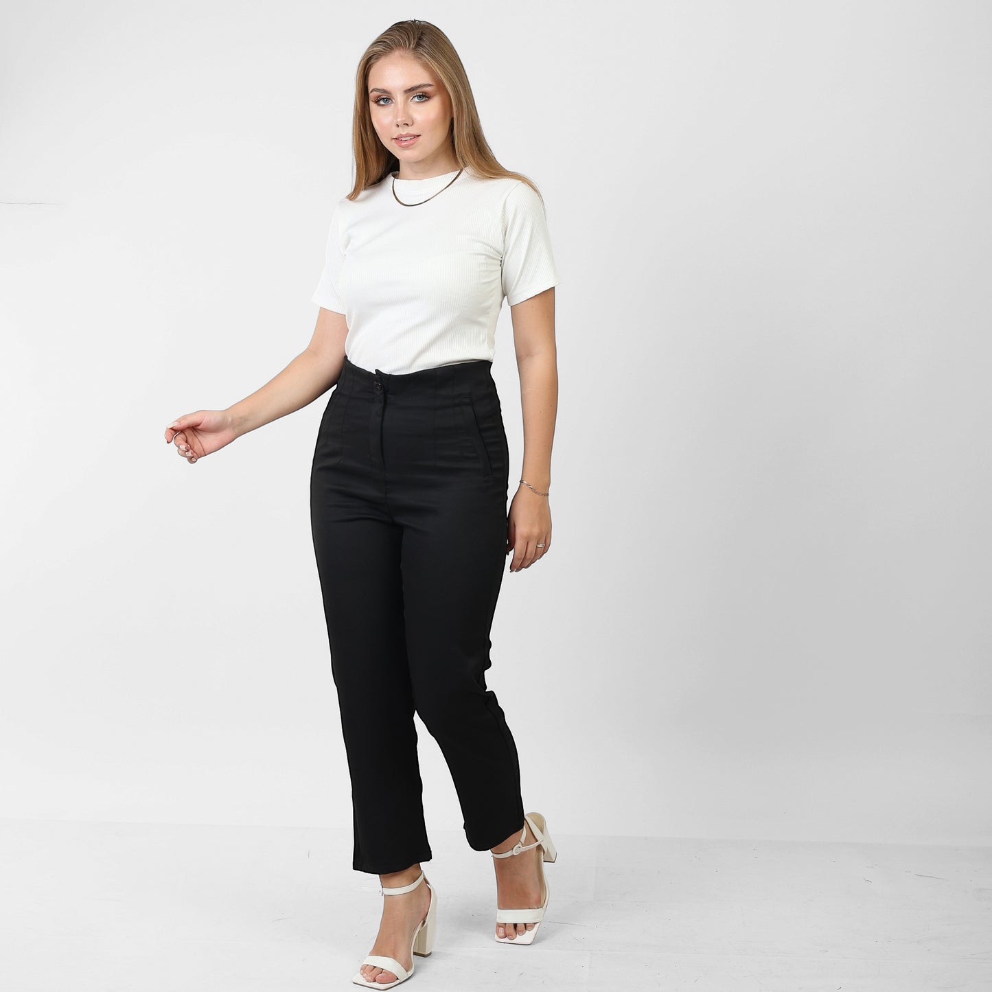 La Reine Classic Narrow Leg Black Pants