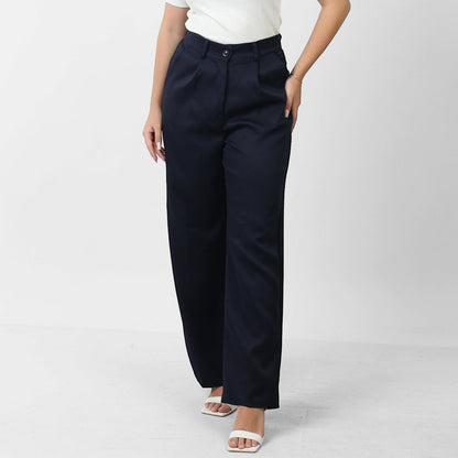 La Reine Classic Wide Leg High Waist Blue Black Pants