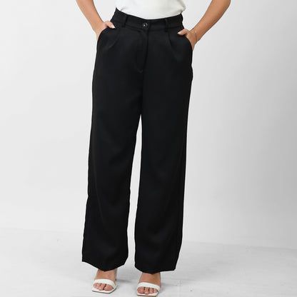 La Reine Classic Wide Leg High Waist Black Pants