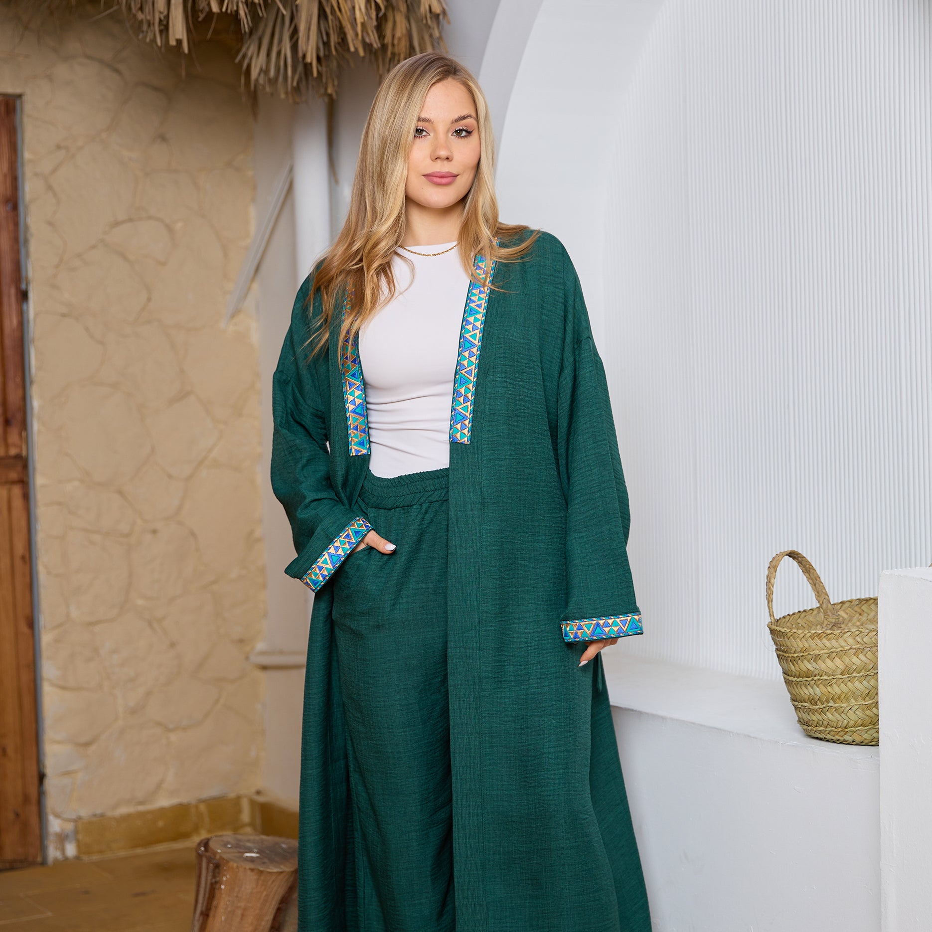 كارديجان مطرز أنيق بأكمام واسعة من لا رين أوليف