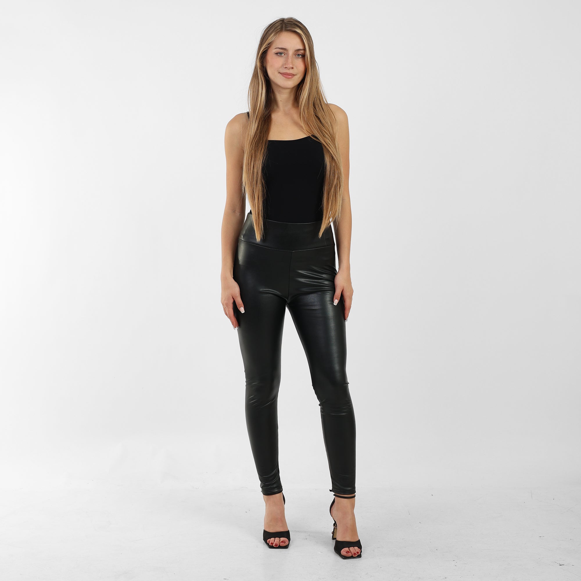 La Reine Black High Waist Skinny Leather Leggings