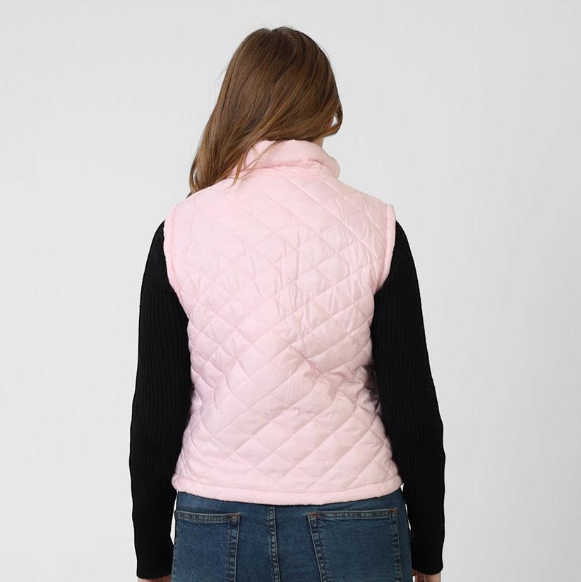 La Reine Rose Stand Collar Lightweight Short Down Vest