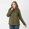 La Reine Olive Stand Collar Lightweight Hooded Jacket