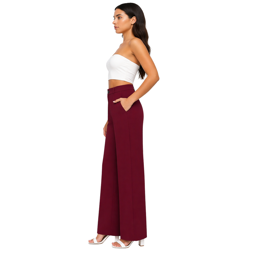 Strawide Pants, Burgundy