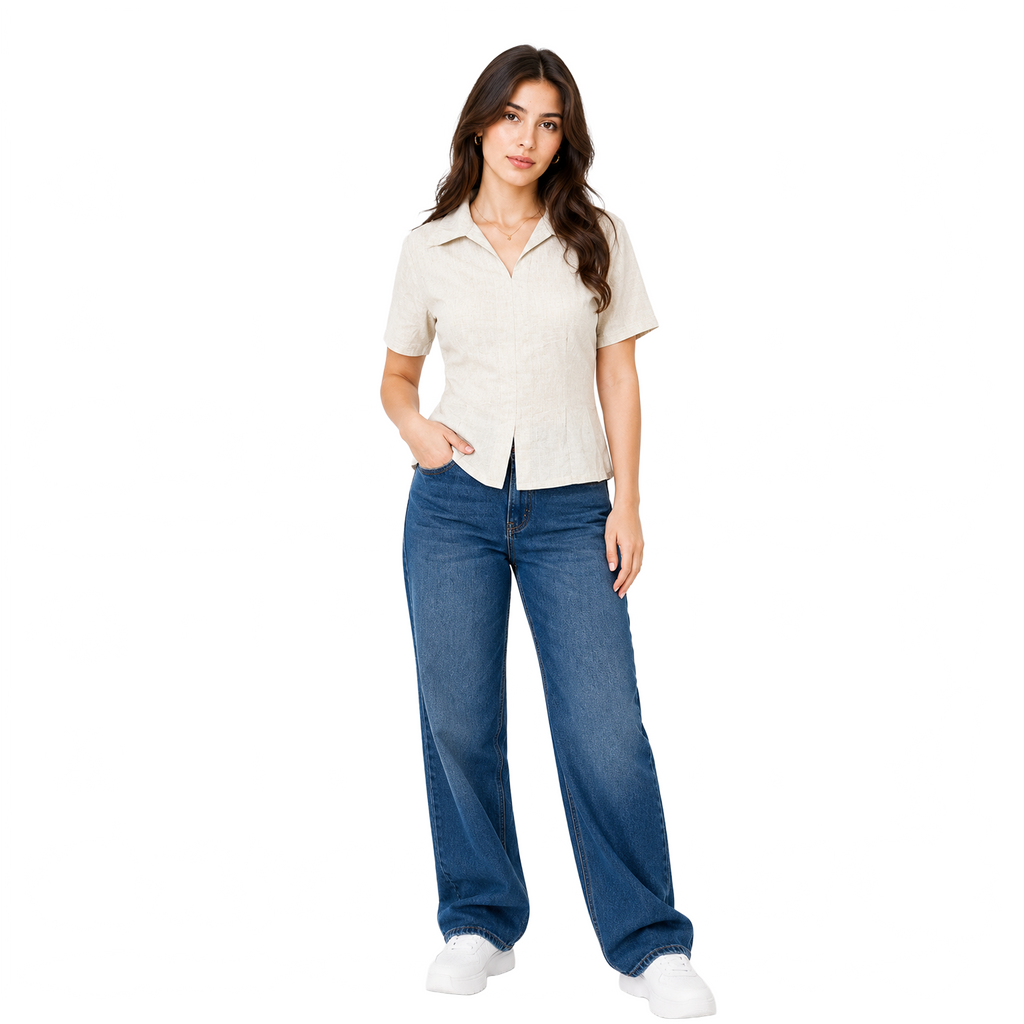 Luna linen blouse, Beige