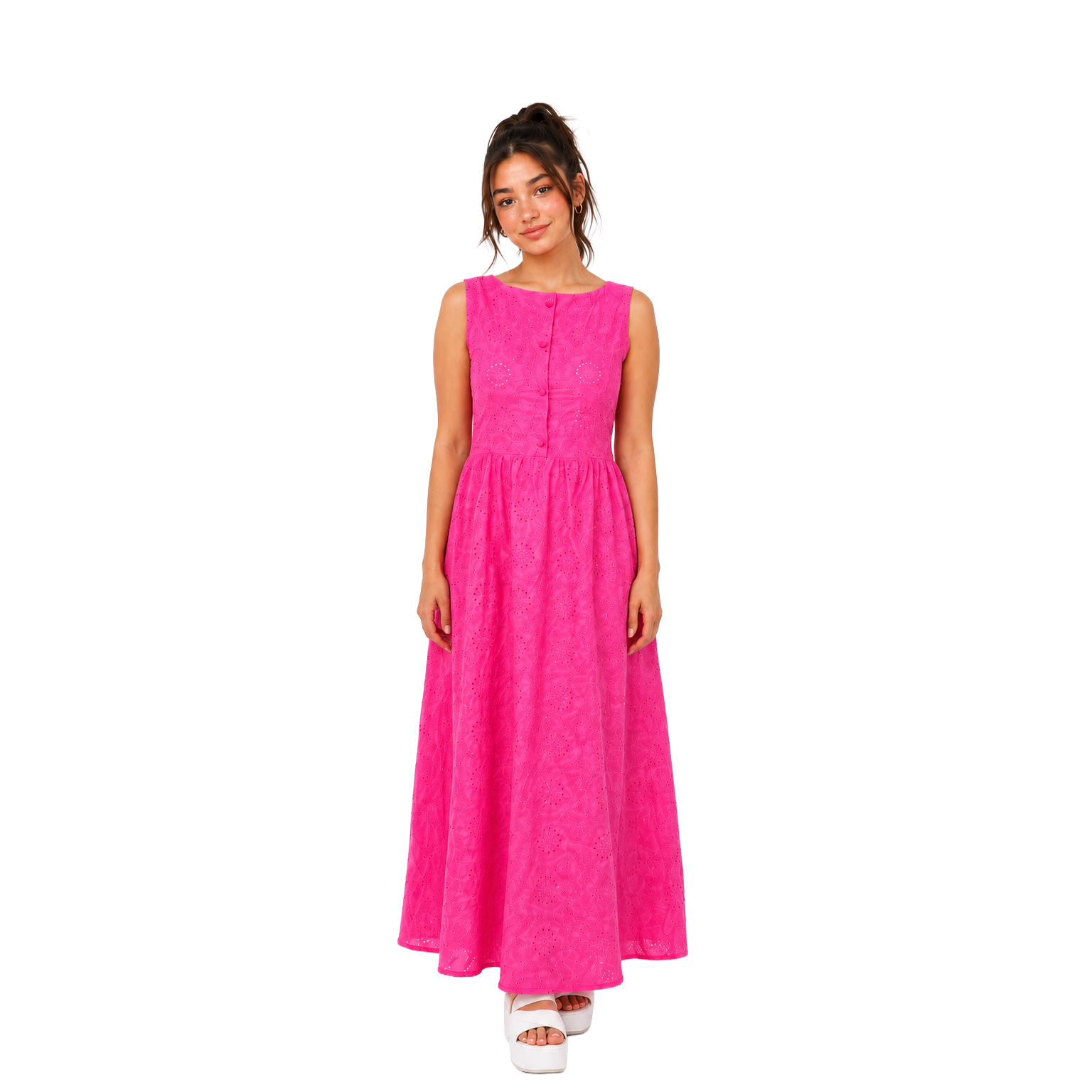 Rosabelle Bloom Midi Dress, Fuchsia