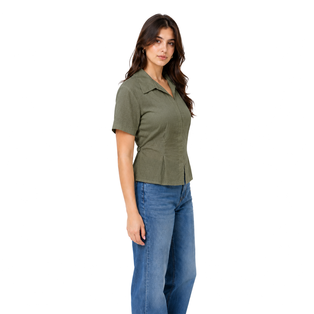 Luna linen blouse, Olive