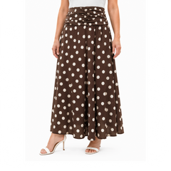 Polka Flare Skirt, BrOWN