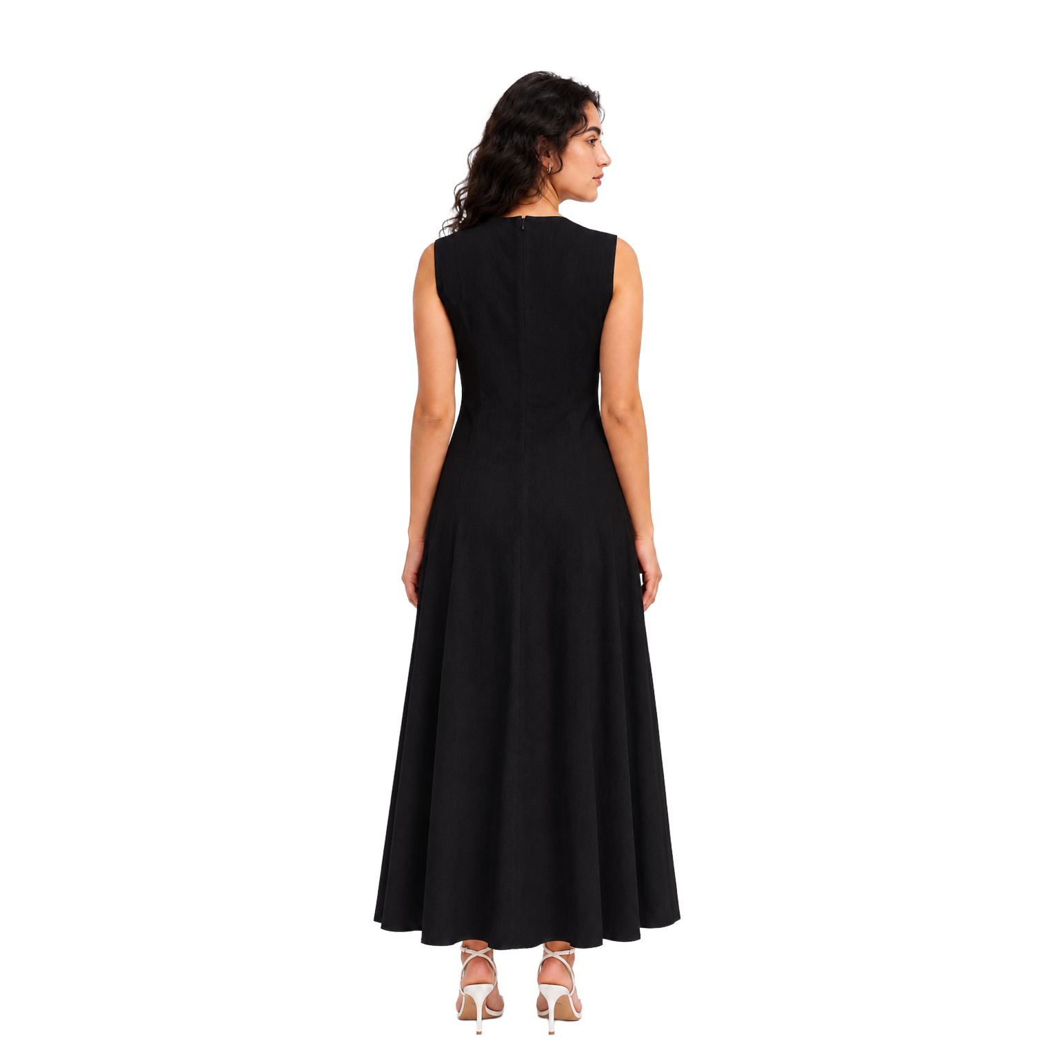 Essence Riviera Linen Dress, Black