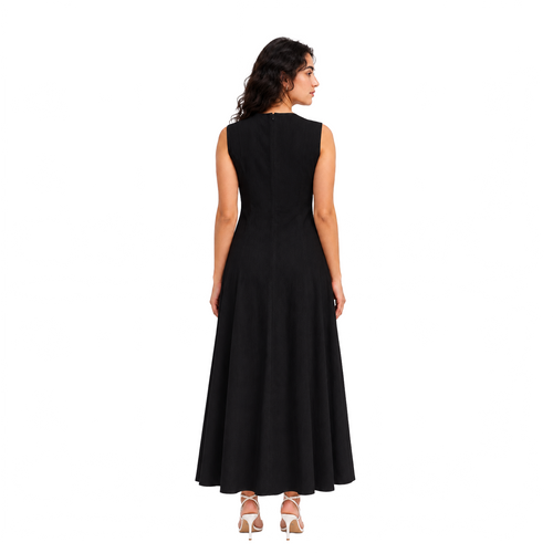 Essence Riviera Linen Dress, Black