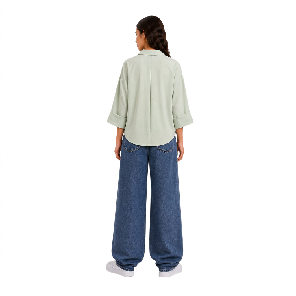 Sorel Linen Oversized Blouse, Mint Green