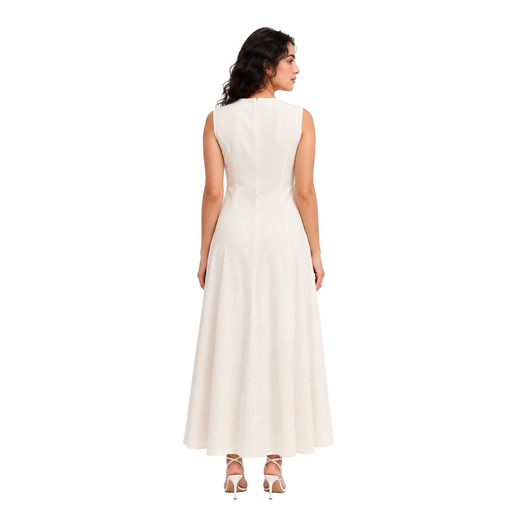 Essence Riviera Linen Dress, Beige