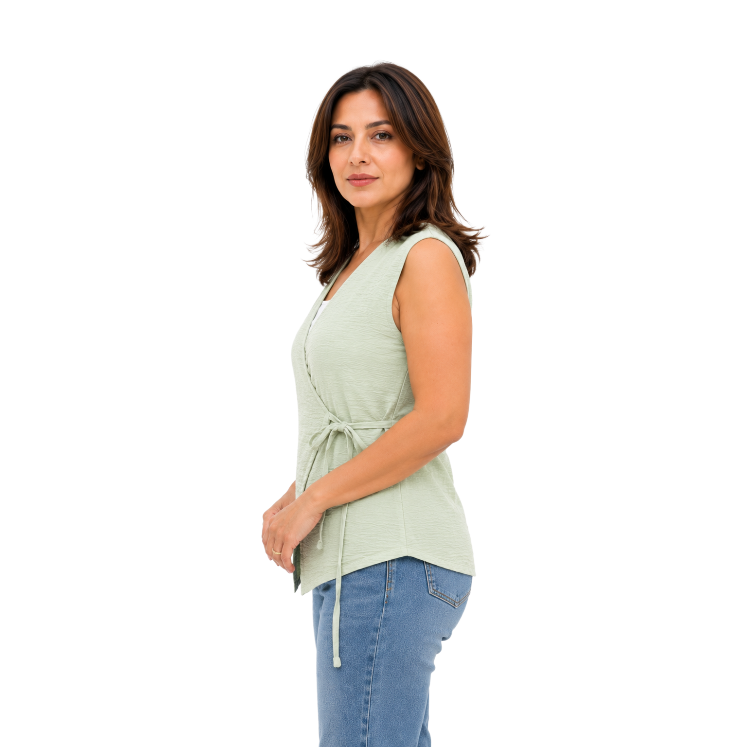 Elara Wrap Vest, Mint Green
