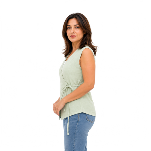 Elara Wrap Vest, Mint Green