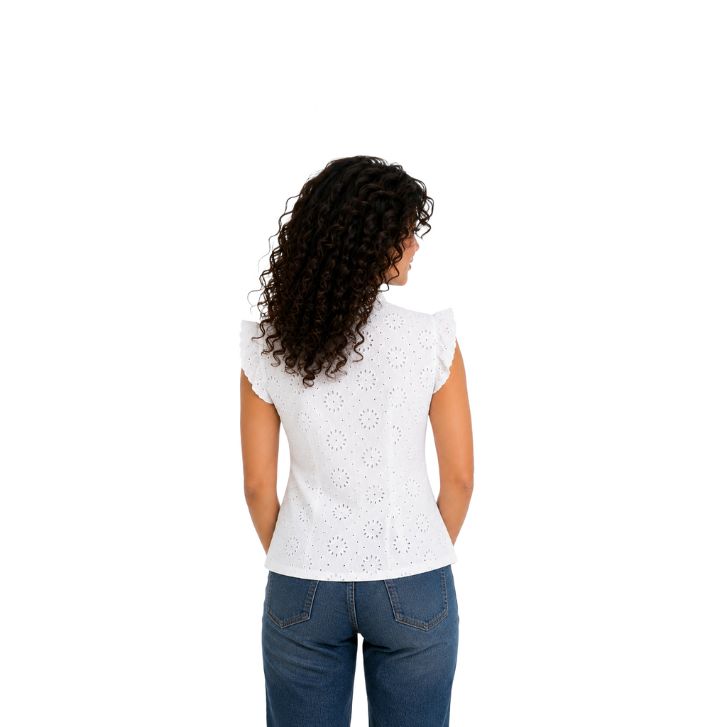 Ivory Blossom Lace Top, White