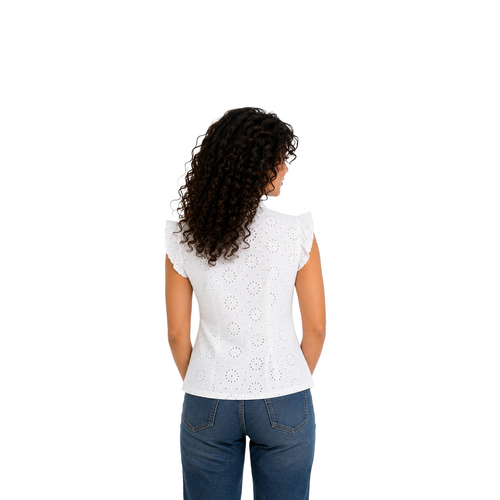 Ivory Blossom Lace Top, White