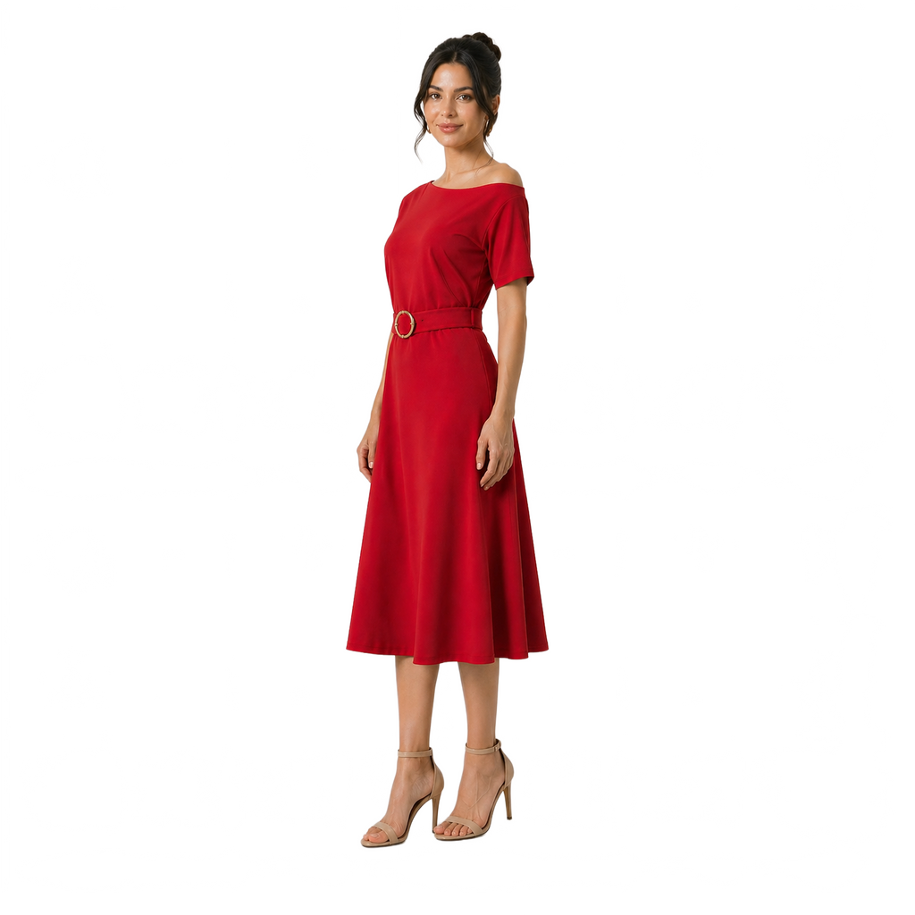 Célune Lycra Dress, Dark Red